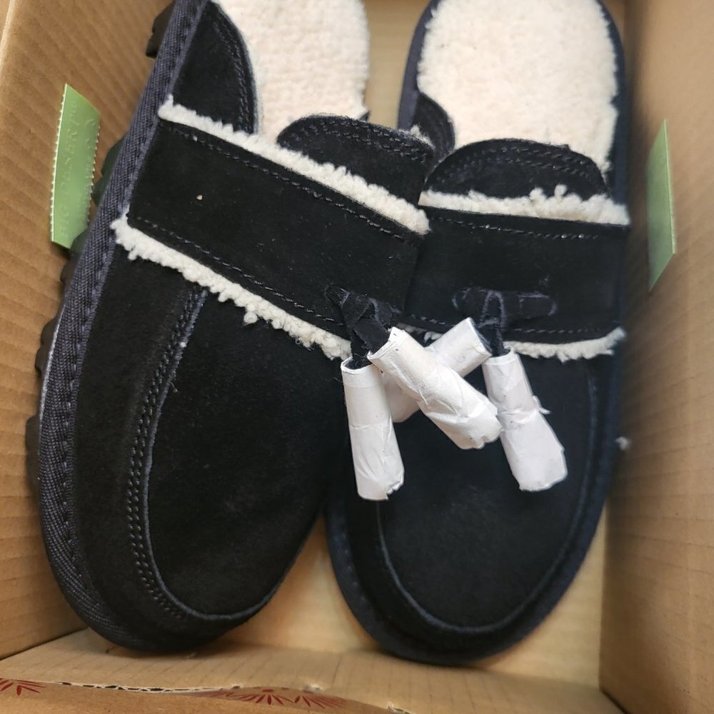 Style & Co Women's Tassel Leather Faux Fur Slippers Size 7 Scuff Mules NIB - Picture 3 of 7